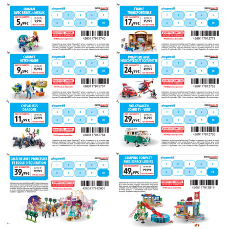 Liste des jouets Playmobil vignettes Intermarch 2024